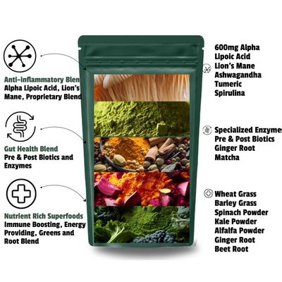 The Nerve Brand Neuropathy Superfood Blend Greens Powder for Peripheral Neuropathy with 600mg of R Alpha Lipoic Acid