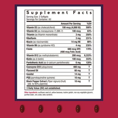 Doctor's Recipes Coq10 400mg Softgels, Ubiquinone with PQQ, Niacin, Vitamin K2 D3, Folate, Plus Black Pepper, High Absorption, Powerful-Antioxidant, Support Heart & Energy-Production, 120 Counts
