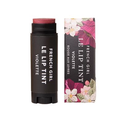 French Girl Le Lip Tint - Moisturizing &amp; Hydrating Lip Balm for Sheer, Buildable Coverage &amp; Shine, Clean Formula, Organic Ingredients, Vegan &amp; Cruelty-Free - Violette