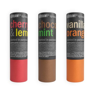 Hurraw! Cherry Lemon, Chocolate Mint &amp; Vanilla Orange Lip Balm 3 Pack Bundle: Plastic-Free with new cardboard push-up tube. Certified Organic, Natural &amp; Vegan. Bee, Shea, Soy &amp; Palm Free. Made in USA