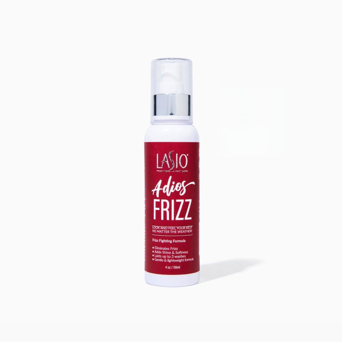 Lasio Adios Frizz Heat Protectant &amp; Styling Spray - Eliminates Frizz, Adds Shine, Softness &amp; Moisture, Long-Lasting Control, Lightweight Formula for Glossy, Sleek Hair, Up to 3 Washes 4oz/118ml