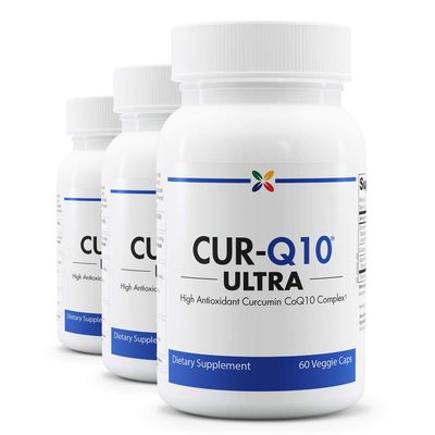 Stop Aging Now - CUR-Q10 Ultra Complex - Curcumin2K &amp; MAX-Q10 - Brain &amp; Heart Health, Antioxidants, Mood Support and Joint Health Support - Turmeric &amp; Black Pepper, CoQ10 - 60 Vcaps (3 Pack)