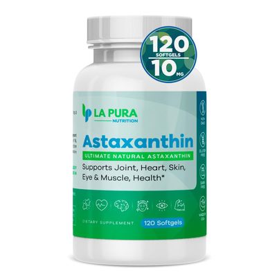 LaPura Ultimate Natural Astaxanthin 10mg, 120 Softgel Capsules - Pure, Non-GMO, Gluten-Free Supplement Made from Algae, Antioxidant, Supports Joint, Heart, Brain, Skin, Eye &amp; Muscle - Made in USA