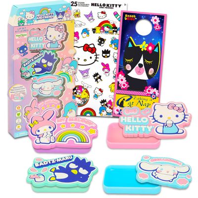 Hello Kitty and Friends Lip Balm Tubs - Bundle with 4 Sanrio Lip Balms in Assorted Flavors for Party Favors Plus Stickers, More | Sanrio Cosmetic Pack