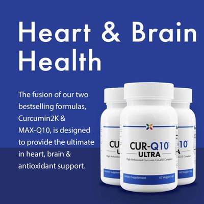 Stop Aging Now - CUR-Q10 Ultra Complex - Curcumin2K & MAX-Q10 - Brain & Heart Health, Antioxidants, Mood Support and Joint Health Support - Turmeric & Black Pepper, CoQ10 - 60 Vcaps (3 Pack)