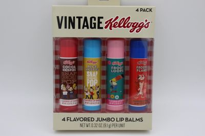 Kellogg&#39;s Jumbo Lip Balm Set, 4 Flavored Varieties, Vintage Collection