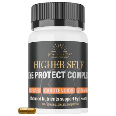 Higher SELF Eye Protect Complex Blue Light Defense Advanced Daily Vision Support with Lions Mane, Omega-3, Lutein, Zeaxanthin, Bilberry Extract, and Eyebright | 60 Capsules