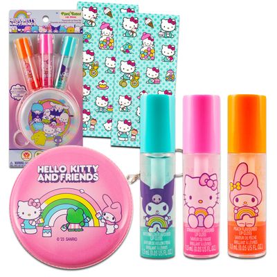 Hello Kitty Lip Gloss &amp; Coin Purse Bundle - 3 Assorted Flavors &amp; More