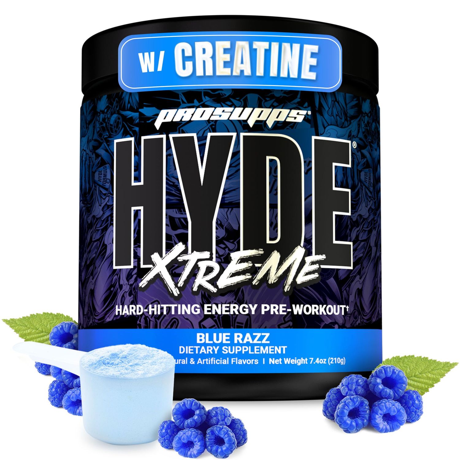 PROSUPPS Mr. Hyde Xtreme Pre Workout Powder with Creatine, Beta Alanine &amp; Caffeine - Extreme Energy, Pumps, Focus &amp; Performance - Fitness &amp; Gym Supplements for Men &amp; Women (Blue Razz, 30 Servings)