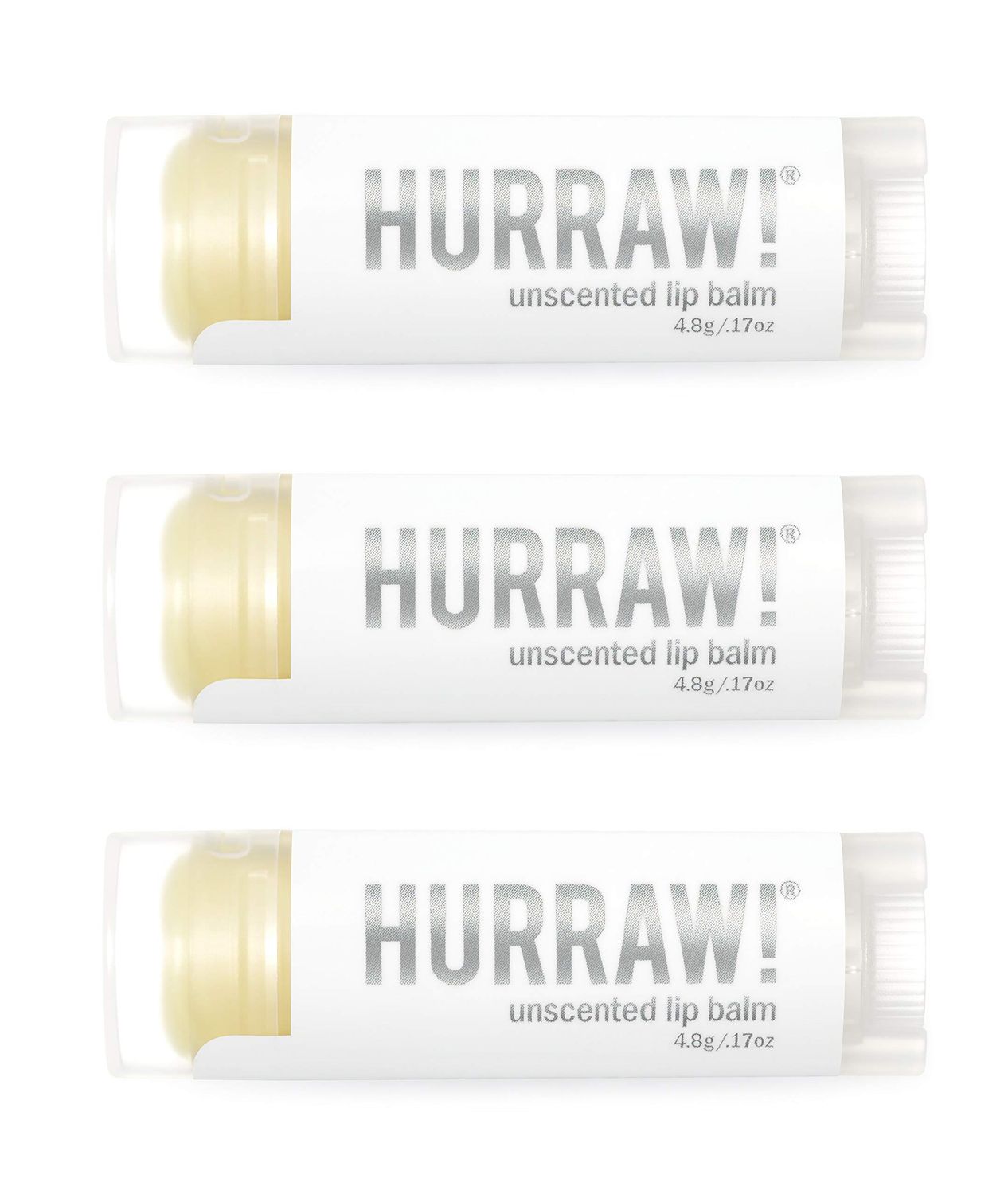 Hurraw! Unscented Lip Balm, 3 Pack: Organic, Certified Vegan, Cruelty and Gluten Free. Non-GMO, 100 Natural Ingredients. Bee, Shea, Soy and Palm Free. Made in USA