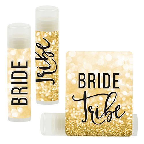 Andaz Press Bridal Shower Bachelorette Party Lip Balm Party Favors, Faux Gold Glitter Shimmer Bride Tribe, Bridesmaid Lip Gloss 12-Pack Bachelorette Will You Be My Bridesmaid Bachelorette Party Favors
