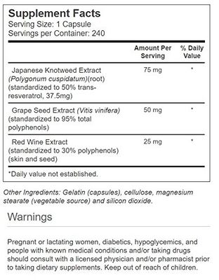 Vitacost Resveratrol Grape Seed &amp; Red Wine Extracts -- 240 Capsules