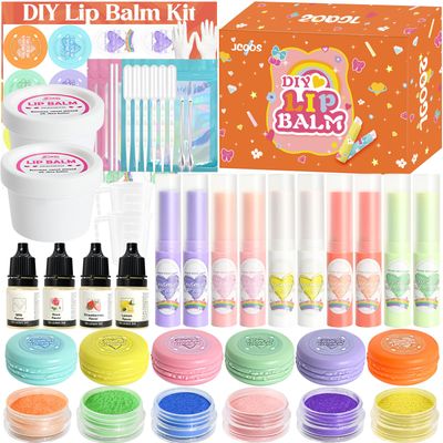 JCOOS DIY Lip Balm Making Kit - Kids Crafts, Make Your Own Lip Gloss, Beeswax &amp; Shea Butter, Moisturizing Tubes