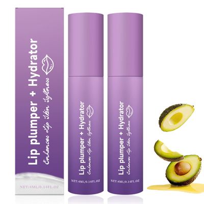 2Pcs Lip Plumper Hydrator Lip Balm, High-Shine Moisturizer for Smooth, Plumping Lip Cream and Gloss, Instant Volumizing Gloss with Hyaluronic Acid &amp; Anti-Aging Ingredients