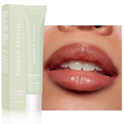 HHLTOH Summer Ultra-Hydrating Lip Butter Balm - Natural Vegan Lip Balm for Instant Moisture, Shine &amp; Hydration - Sheer-Tinted, Soothes &amp; Softens Dry Lips, Blsamo labial hidratante 2 Mint 0.5 Fl Oz