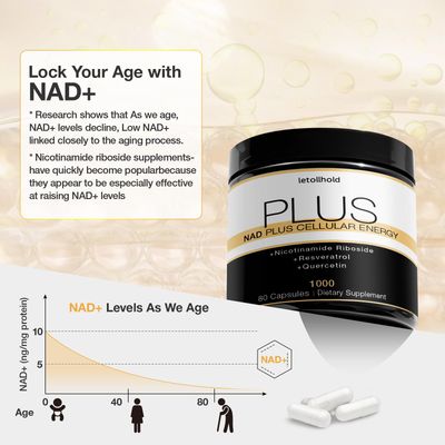 letollhold NAD Supplement, Nicotinamide Riboside Resveratrol 1000 Mg for Men &amp; Women, Liposomal NAD Supplement with Resveratrol for Cellular Vitality &amp; Energy - 160 Capsules (2-Pack)