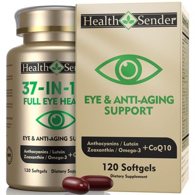 HealthSender Lutein &amp; Zeaxanthin Supplement Inspired by AREDS 2 Formula AI-Optimized Eye Health Support with Bilberry Extract, Omega-3, and CoQ10 Advanced Formula Softgels