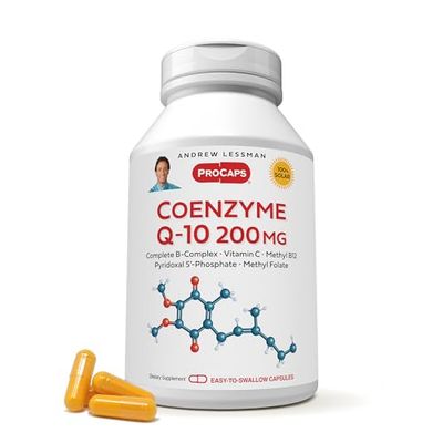 ANDREW LESSMAN Coenzyme Q-10 200 mg 360 Capsules - Essential for Energy Production and Optimum Key Organ Function, Anti-Oxidant Support, Depleted by Aging, Plus B-Complex. Easy to Swallow Capsules