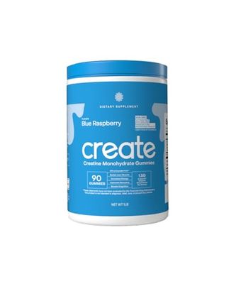 Create Creatine Monohydrate Gummies for Men &amp; Women, Boost Focus, Strength, and Endurance, Anti-Melting Formula, Vegan, Gluten-Free, Non-GMO, 1.5g of Creatine per Gummy (Blue Raspberry, 90 ct)