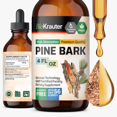 BIO KRAUTER Pine Bark Extract - Rich in Antioxidants Liquid Supplement - 400 mg French Maritime Pine Bark Extract Drops - Vegan, Alcohol &amp; Sugar Free - 4 Fl Oz