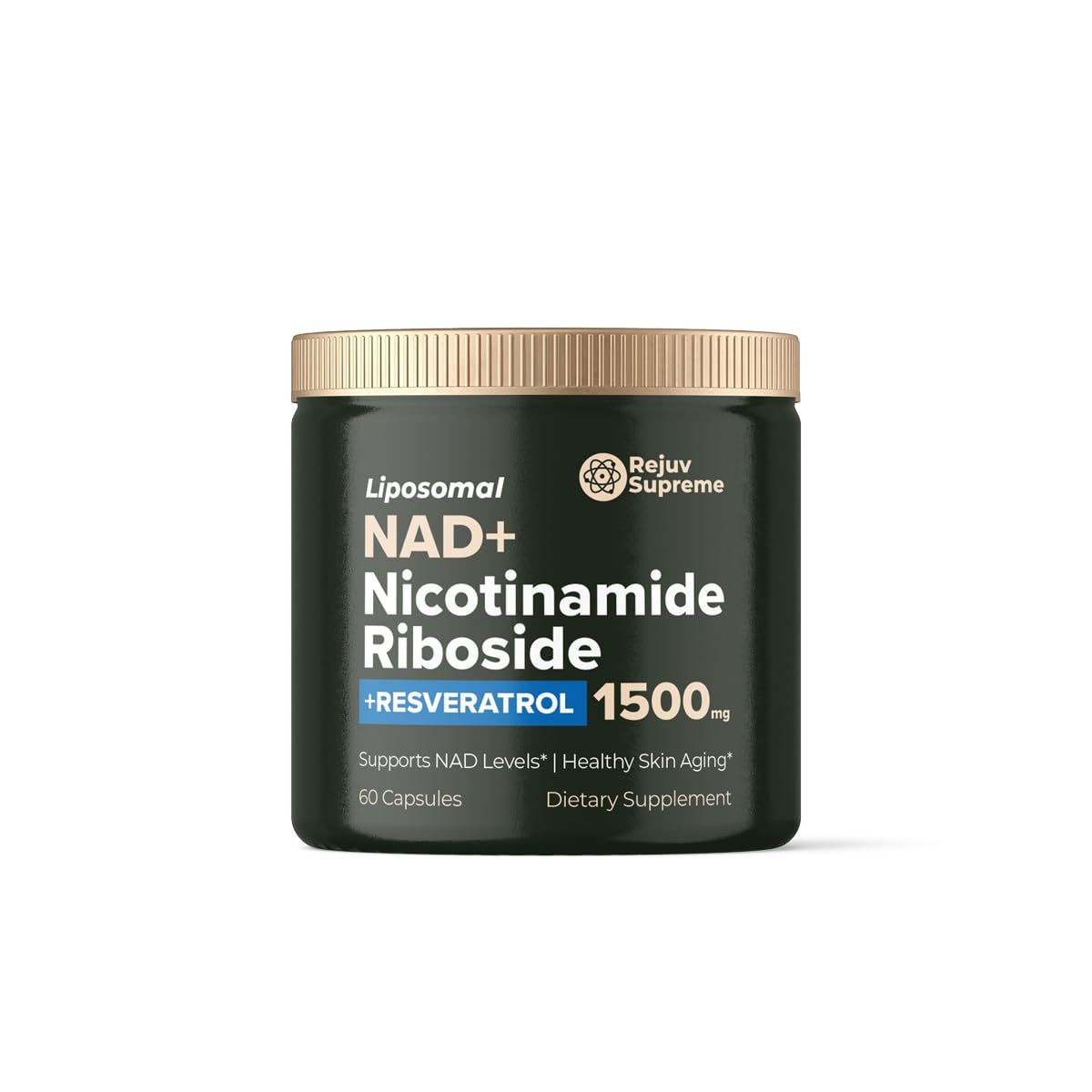 NAD Supplement 1500mg, Liposomal Nicotinamide Riboside, 300mg Trans-Resveratrol, NAD Nicotinamide Riboside Resveratrol NMNH Alternative, NAD Supplement for Anti Aging, Cell Regeneration 120 Capsules
