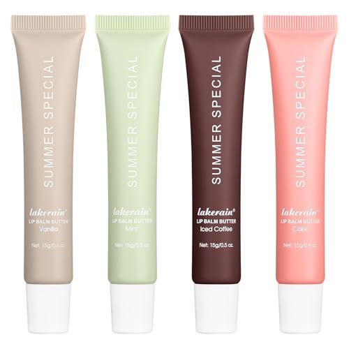 Summer Special Lip Butter Balm - 4Pcs Hydrating &amp; Nourishing Tinted Lip Balm with Shea Butter &amp; Avocado Oil - Lightweight, Non-Sticky, Glossy Lip Care for Soft &amp; Smooth Lips