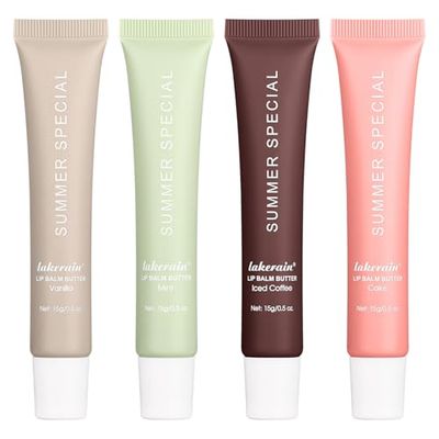Summer Special Lip Butter Balm - 4Pcs Hydrating &amp; Nourishing Tinted Lip Balm with Shea Butter &amp; Avocado Oil - Lightweight, Non-Sticky, Glossy Lip Care for Soft &amp; Smooth Lips