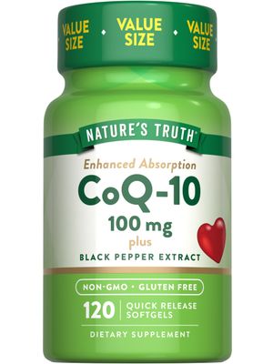 Nature&#39;s Truth CoQ10 100mg | 120 Softgels | High Absorption | Non-GMO &amp; Gluten Free Coenzyme Supplement | with Black Pepper Extract
