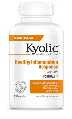 Kyolic Aged Garlic Extract Formula 111, Healthy Inflammation Response, Curcumin, 100 Capsules (Packaging May Vary)