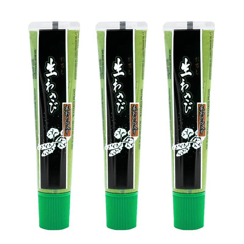 Wasabi-O Real Wasabi Paste - Authentic Japanese Fresh Wasabi Root - Mild Heat - Squeeze Tube for Sushi, Sauce, Mayo, Seafood - 3 x 1.52 Oz