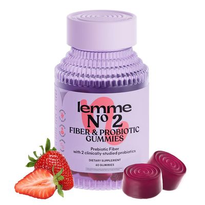Lemme No. 2 Fiber &amp; Probiotic Gummies for Adults, Promotes Regularity &amp; Digestive Health, No Sugar Added Strawberry Flavor, 4g Prebiotic Fiber &amp; Clinically Studied Probiotic Strains, (60 Count)