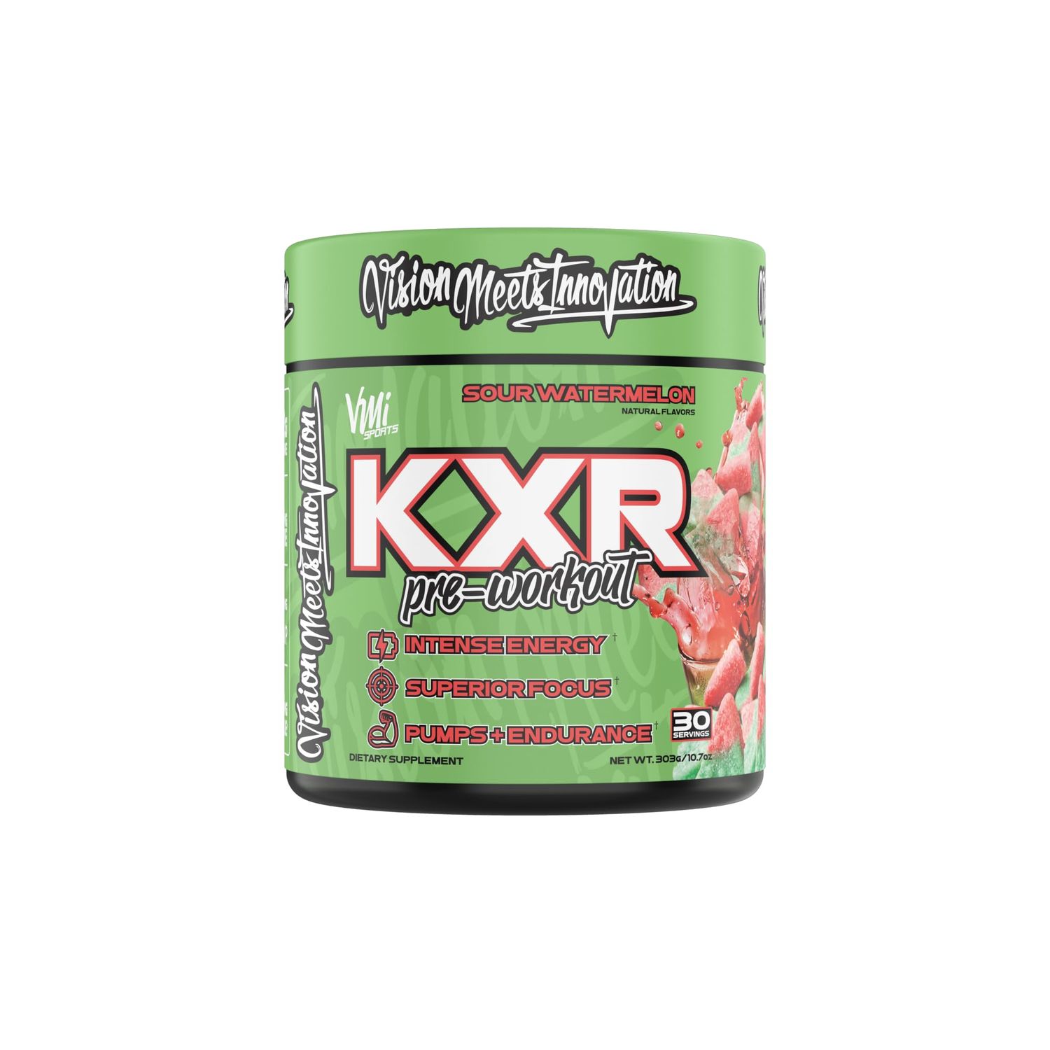 K-XR Pre-Workout Energy Powder | Intense Energy Pre-Workout Drink for Men and Women| Creatine Free | Improves Performance - Enhanced Focus &amp; Increased Endurance | 30 Servings (Sour Watermelon)