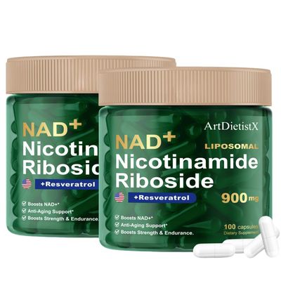 NAD Supplement, NAD Nicotinamide Riboside 900Mg for Men and Women, Liposomal Nicotinamide Riboside Resveratrol for Anti-Aging, High Purity NMN Supplements for Boost Energy, Focus - 200 Capsules