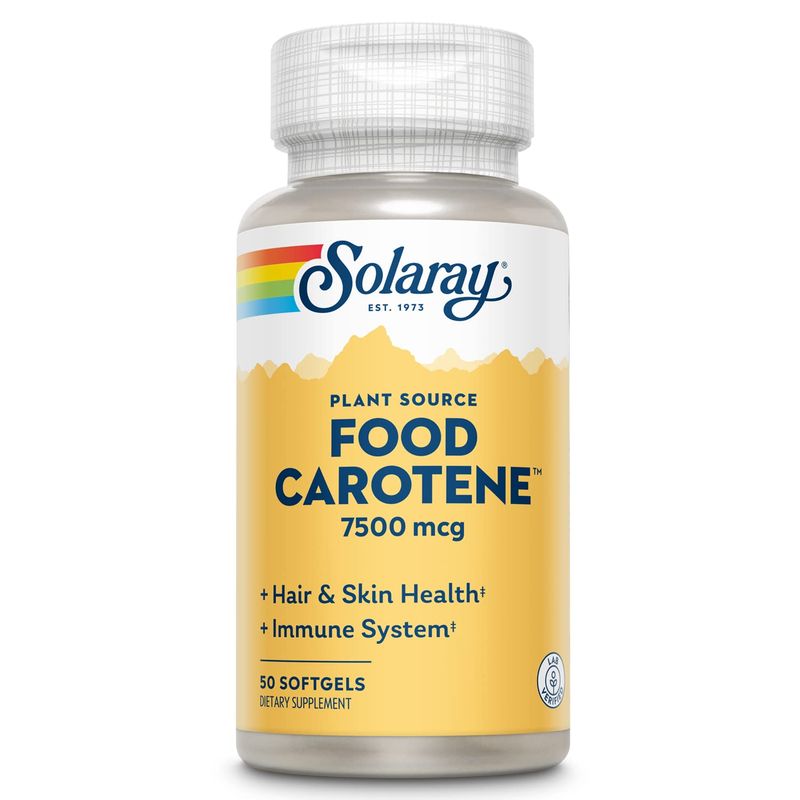 SOLARAY Food Carotene, Vitamin A as Beta Carotene 25000IU | Carotenoids for Healthy Skin &amp; Eyes, Antioxidant Activity &amp; Immune System Support | 50ct