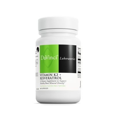 Davinci Labs Vitamin K2 &amp; Resveratrol - Bone Health &amp; Cardiovascular Supplement with Antioxidant Support - Vegetarian, Gluten-Free &amp; Soy-Free - 60 Capsules