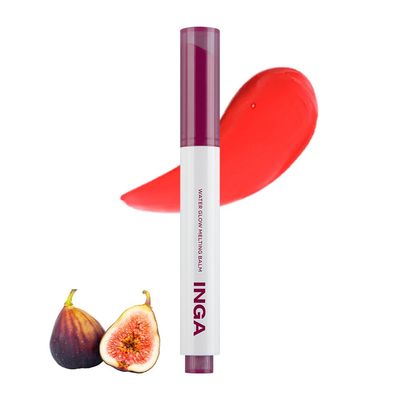 INGA Water Glow Melting Balm - FIG JUICE | Hydrating Sheer Lip Balm with Juicy &amp; Melting Texture - Non-Sticky, Plumping Effect - K-Beauty Glass Lip Look