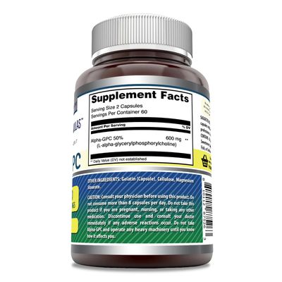 Amazing Formulas Alpha GPC Supplement | 600 Mg Per Serving | 120 Capsules | Non-GMO | Gluten Free | Made in USA