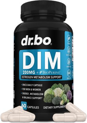 DIM Supplement for Women &amp; Men 200mg - Androgen Estrogen Blocker for Men &amp; Women, Hormonal Acne Pills, Hormone Balance, Menopause Support, Diindolylmethane DIM Supplement Plus BioPerine - 60 Capsules