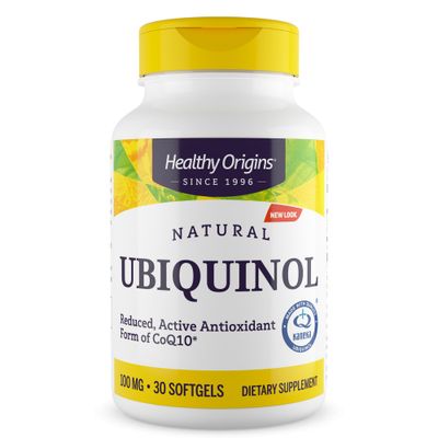 Healthy Origins Ubiquinol (Active Form of CoQ10), 100 mg - Kaneka Ubiquinol Supplements for Heart Health &amp; Antioxidant Support - Gluten-Free &amp; Non-GMO Supplement - 30 Softgels