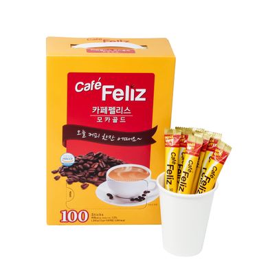 KOREA Cafe Feliz Mocha Gold Instant Coffee Mix, 3-in-1 Korean Instant Coffee single serve 0.42oz(12g) per Stick, 100 Sticks