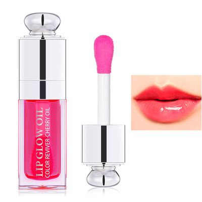 Hydrating Lip Glow Oil Plumping Gloss Tinted Lip Balm Transparent Moisturizing Toot Lip Care Oil Non-sticky Big Brush Head Nourishing Repairing Lip Lines and Prevents Dry Cracked Lips(015)