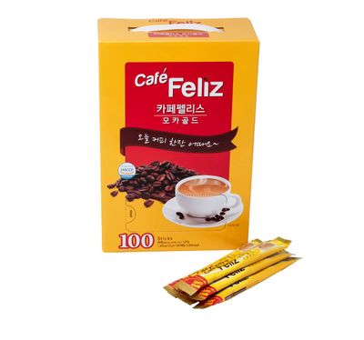 KOREA Cafe Feliz Mocha Gold Instant Coffee Mix, 3-in-1 Korean Instant Coffee single serve 0.42oz(12g) per Stick, 100 Sticks