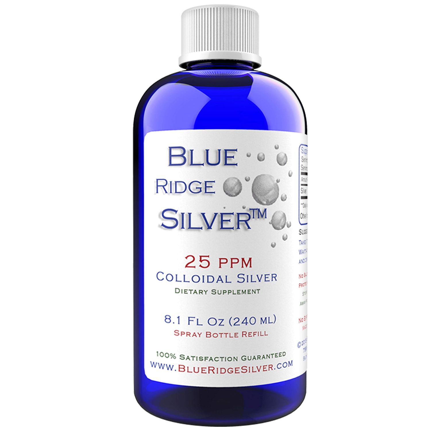Blue Ridge Silver 25 ppm 8 oz Colloidal Silver Natural Immune Support Health Supplement