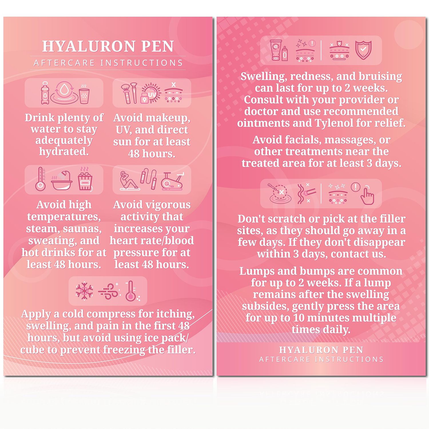 Havongki - 100 Pack - Premium Hyaluron Pen Lip Filler Aftercare Instructions Card 2 x 3.5&quot; Accessories Supplies Kit Care - HP01A100_N