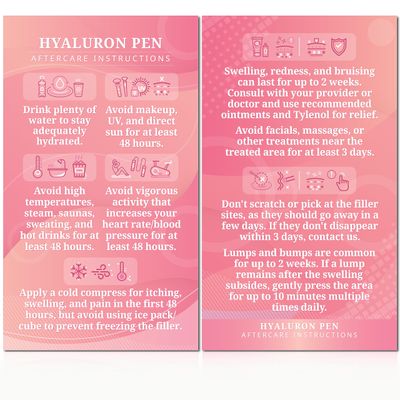 Havongki - 100 Pack - Premium Hyaluron Pen Lip Filler Aftercare Instructions Card 2 x 3.5&quot; Accessories Supplies Kit Care - HP01A100_N
