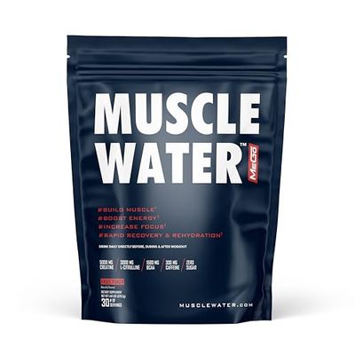 MuscleWater 5-in-1 Pre/Post Workout Drink | 5g Creatine, 1500mg BCAA, 300mg Caffeine, Electrolytes, Multivitamin | Sugar-Free Hydration for Muscle Recovery | Fruit Punch