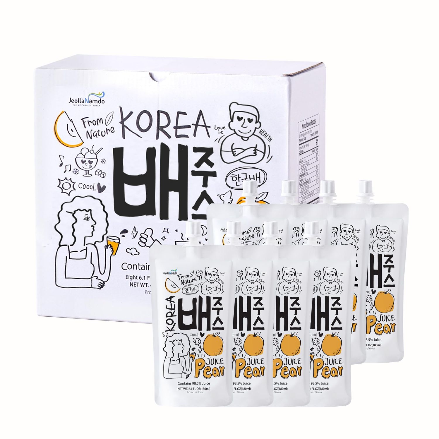 Korean Pear Juice Boxes 48.7 Fl Oz (Pack of 8) - - Good for Hangover Fresh Juice, On-the-Go Drinks