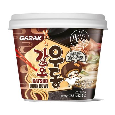 GARAK Katsuo Udon Soup Bowl, Japanese-Style Udon, Microwavable instant Noodle 215g/7.58oz (pack of 1)