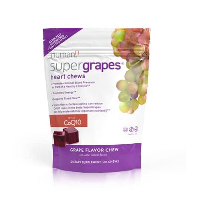 humanN SuperGrapes Chews Supplement - with 100mg CoQ10 and Grape Seed Extract - from The Makers of SuperBeets - Grape Flavor Chew, 60 Count