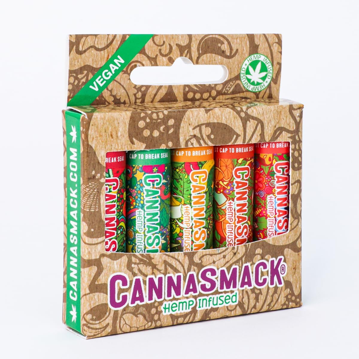 CannaSmack Vegan Hemp Lip Balm - 5 Flavors Included - Soothe, Moisturize, Hydrate, Protect, &amp; Nourish Dry Chapped or Irritated Lips - Made with Hemp Seed Oil, Natural, &amp; Botanical Ingredients